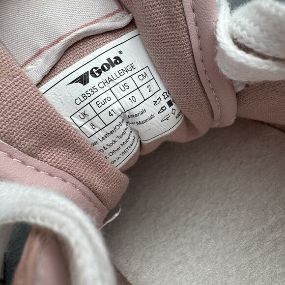 Gola Sneakers Womens 10 Rose Pink Navy Leather Lace Up CLB535 Challenge Tennis - Picture 12 of 13